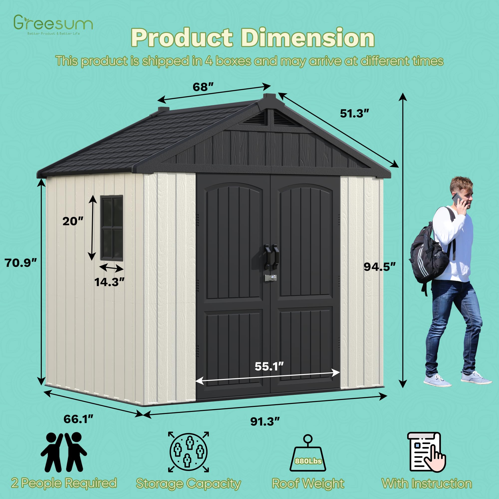 Amazon.com : Greesum 8×6 FT Plastic Outdoor Storage Shed with